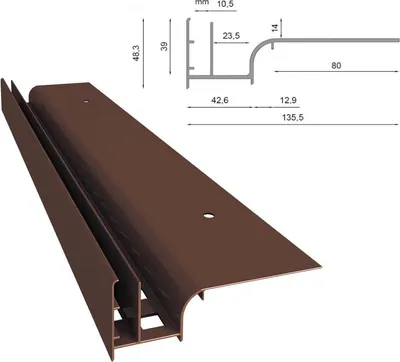 Obrázek produktu pro Renoplast hliníkový okapový profil W10 větrací podlaha, profil 200cm, hnědá
