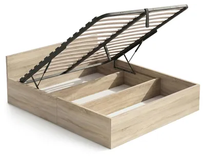 Produktbild von Bett mit Bettkasten 160x200 cm Metalllattenrost aufklappbar Sonoma Eiche