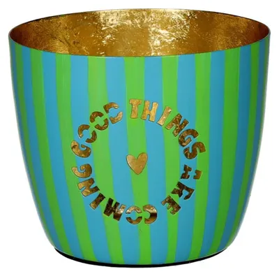 Produktbild von Gift Company Madras Windlicht M Good Things grün/gold 8,5cm