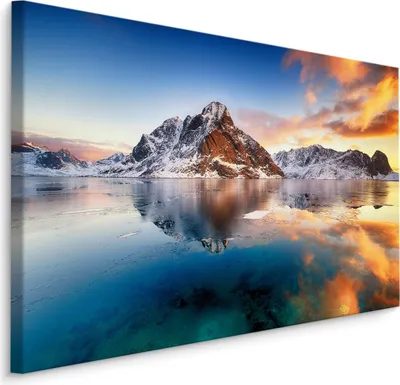 Produktbild von Fabelhafte Canvas LEINWAND BILDER 120x80 cm XXL Kunstdruck Meer Gebirge Himmel Winter