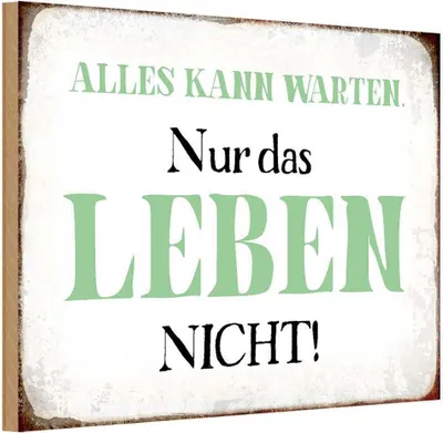 Produktbild von vianmo Holzschild 12x18 cm alles kann warten Leben nicht Dekoration