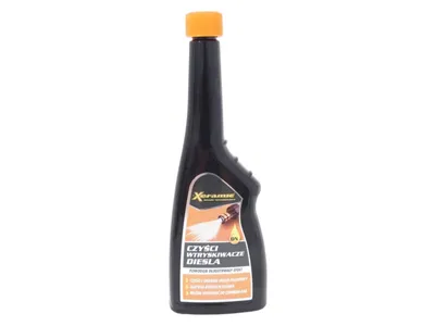 A black bottle of automotive fluid with an orange cap, set against a white background.