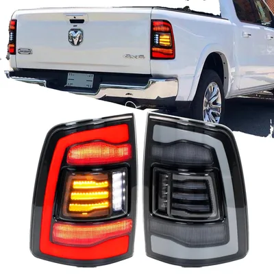 Obrázek produktu pro LED zadní světla, materiál z ABS plastu, hmotnost výrobku 5 kg, kompatibilní s modely Dodge Ram 1500, 2500 a 3500, světelný výkon 3400 lumenů, sekvenční blikání