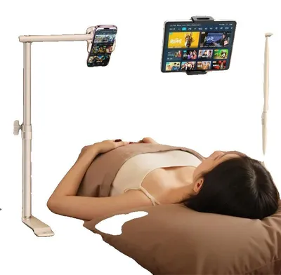 Obrázek produktu pro Držák na tablet a telefon, podpora pro dvě zařízení, 360° otočný, barva: bílá