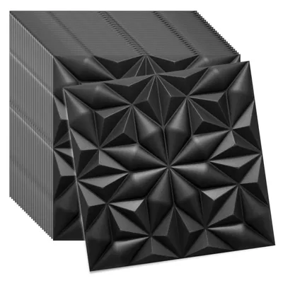 Produktbild von Verdico | 3D Wandpaneele Polystyrol - Schwarz - 50x50 Cm - 32 Stück - Deckenpaneele - 8 m2
