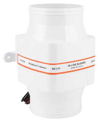 Obrázok produktu pre 4-palcový lodný ventilátor na odvod vody s prietokom 270 CFM, radový, s jednosmerným motorom, príslušenstvo pre lode, 12 V, biely