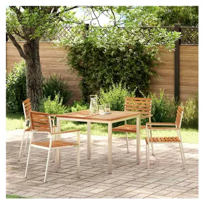 Produktbild von Stapelbare Gartenstühle 4 Stück aus Teakholz und Stahl