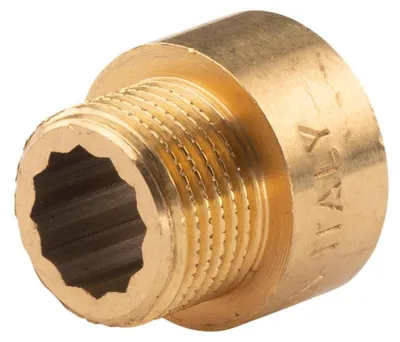 Produktbild von Messing Gewinde-Fitting Hahnverlängerung IG/AG 3/8' (DN10) L=10mm, schwere Ausführung