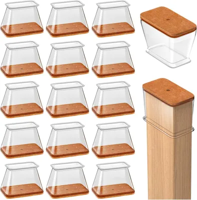 Produktbild von 16 Stück rechteckige Stuhlbeinkappen mit Filz, Stuhlgleiter und Schutzkappen für Stuhlbeine (Geeignet für eine Länge von 28-38 mm und eine Breite von 19-25 mm)