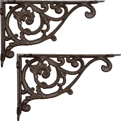 Produktbild von 2 Stück Moritz Regalwinkel Wandwinkel Wandregal 22 cm x 33 cm Regalträger Regalhalter Wandträger aus Gusseisen braun