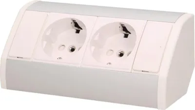 Image de Prise de meuble 2x2P+Z Schuko blanc-argent sous châssis 9742