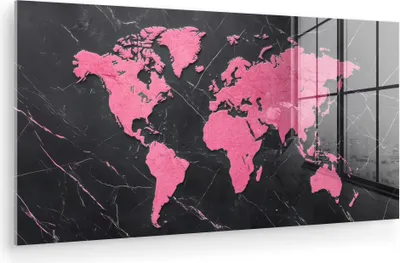 Produktbild von MuchoWow Glasbilder - Bilder auf Wandbild - Foto auf Glas Weltkarte - Rosa - Marmor 120x60 cm Wanddekoration aus Glas - Acrylglasbild - Acrylbilder - Acrylbild