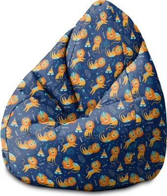 Obrázok produktu pre Dreamroots Beanbag detský s výplňou, podlahový vankúš detský beanbag, beanbag detská izba 70x70x105 cm, podlahový vankúš detský, Lions Roar