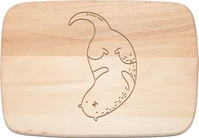 Produktbild von Mr. & Mrs. Panda Holzbrettchen Otter Kopfüber - Transparent - Geschenk, Holzbrett, Frühstücksbrett, Frühstücksbrettchen, Schneidebrett, vesperbrettchen, Süß, Niedlich