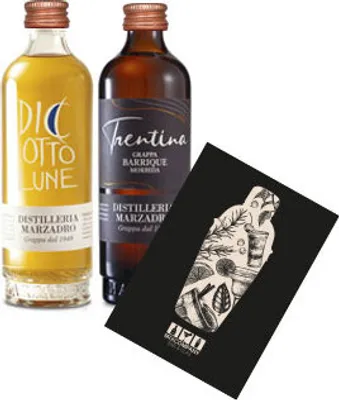 Produktbild von Marzadro Grappa Miniaturen Set - Diciotto + Trentina je 5cl (41% vol) 2x Miniatur 50ml- [Enthält Sulfite]