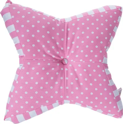 Produktbild von HOMESCAPES Kinder Bodenkissen Tupfen rosa und weiß 100% Baumwolle mit Polyester Füllung