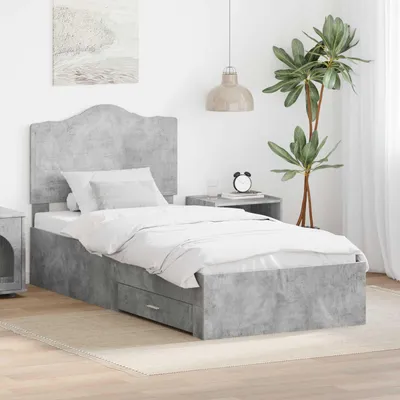 Obrázok produktu pre Maison Exclusive – rám postele s čelom, betónovo sivý, 90 x 190 cm, drevený materiál