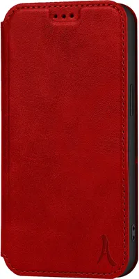 Produktbild von Akashi, Etui für iPhone 12 Mini Echtes Leder mit Kartenhalter und Ständer, Rot