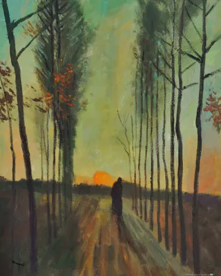 Produktbild von Vincent Van Gogh Kunstdruck Bild - Pappelallee Bei Sonnenuntergang, 1884 (50 x 40 cm)