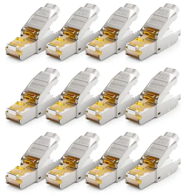 Produktbild von deleyCON CAT 7 Netzwerkstecker RJ45 10 Gbit/s 600MHz, 12 Stück