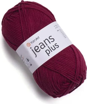 Produktbild von YarnArt Jeans Plus 66 Bordeaux - Weiche, dicke Garnmischung 55% Baumwolle, 100g/160m