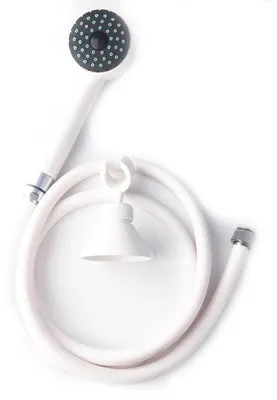 Produktbild von Duschset weiß komplett mit Halter Schlauch und Handbrause ABS