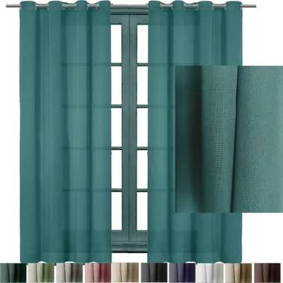 Produktbild von Ösenschal Blickdicht 140 (B) x 245 (L) Ösenvorhang Ösengardine Gardine Gardinen Ösen Vorhang Vorhänge Petrol 2er Pack
