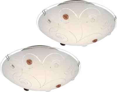 Produktbild von 2x LED Deckenleuchte, Chrom, Glas satiniert, CCT, 41,5 cm