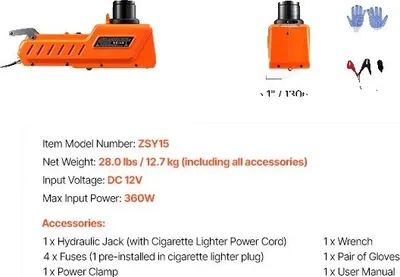 Image de Cric pour voiture électrique, capacité de charge 15 tonnes, lumières LED, orange