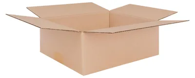 An open, empty cardboard box.