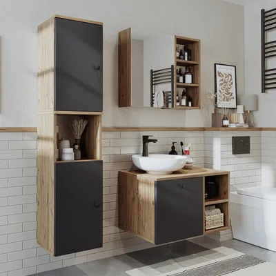 Obrázek produktu pro Roomart LOTUS-I-75 – 4dílná koupelnová sestava, šířka 75 cm, antracitový dub