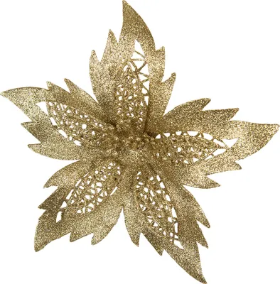 Produktbild von Clayre & Eef Kunstblume Weihnachtsstern Ø 23x5 cm Goldfarbig Kunststoff