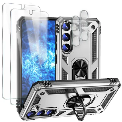 Immagine prodotto di Custodia militare ad anello per Samsung Galaxy S23 Plus, protezione display / fotocamera argento
