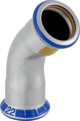 Obrázok produktu pre Geberit GE Mapress, nehrdzavejúca oceľ, koleno, plyn, 45 stupňov, d54mm, 1 ks.