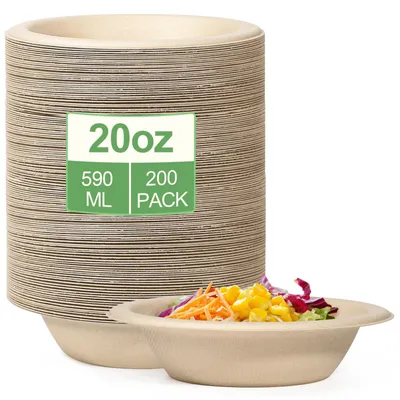 Immagine prodotto di Elzusha - Set di 200 ciotole compostabili per zuppa, capacità 590 ml