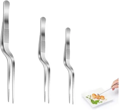 Imagen del producto de Juego de pinzas de cocina, de 3 piezas, de acero inoxidable, de 14,5 cm a 20,5 cm, para usar en la parrilla y en la cocina