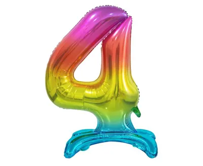 Obrázek produktu pro Fóliový balón číslice 4, stojící - duhová, 74cm