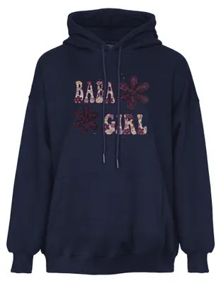 Produktbild von Damen Strickhoodie mit Kapuze, langen Ärmeln und Kängurutasche, lässige Passform, blau, Größe M