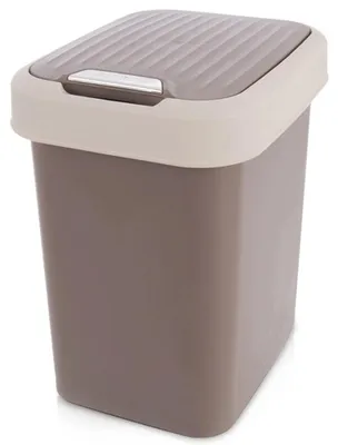 Produktbild von 12-Liter-Mülleimer aus braunem Kunststoff mit Schwingdeckel