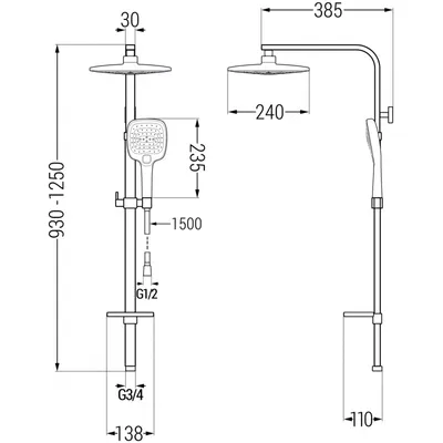 Obrázek produktu pro Mexen Q17 sprchový sloup, Bílá/Chromovaná - 798171795-21