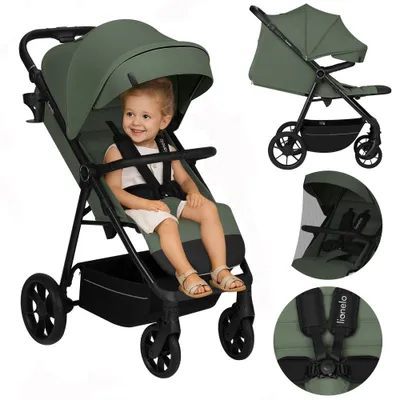 Produktbild von LIONELO IVA Buggy bis 22 kg, 6 Monaten–4 Jahre, 360° Räder, volle Stoßdämpfung, verstellbare Rückenlehne, höhenverstellbares Verdeck, XXL UPF50+ Stoff