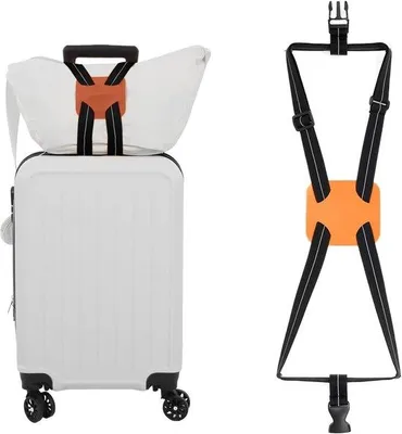 Produktbild von Famanu Set von 2 elastischen Gepäckspanner mit Gepäckband – Schwarz/Orange