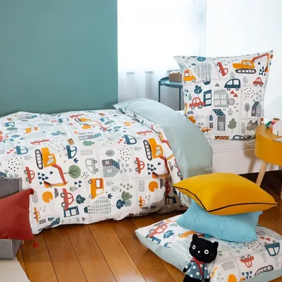 Image de Couvre-lit pour enfants avec motif tracteur, dimensions 140 x 200 cm