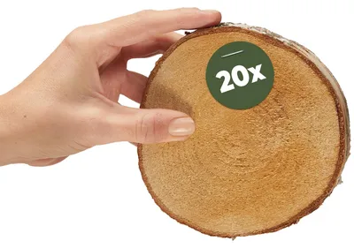 Immagine prodotto di Piccoli dischi di legno da 12 cm, confezione da 20 pezzi, per lavori di bricolage decorativi