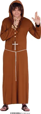 Produktbild von Religion Mönch Kutte Kostüm Mit Robe Kapuze Kreuz Kordel Braun Retro Karneval Fasching Mottoparty Mittelalter Fantasy, Größe: 52 - 54 (L) Farbe: Braun