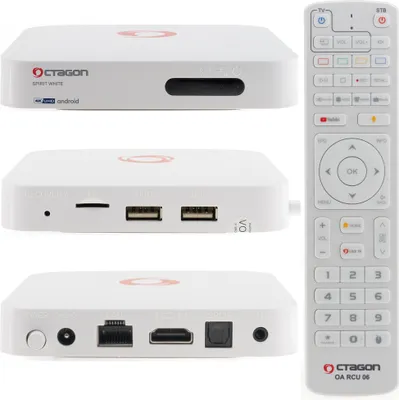 Produktbild von Octagon SPIRIT White Edition 4K UHD Android 11 IP-Receiver HDR10+, Widevine L1, Dual-WiFi, LAN, BT