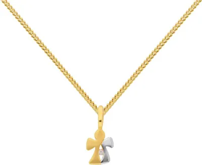 Produktbild von Gold Anhänger Engel Zirkonia mit Goldkette  333-8 Karat Gold 55 cm