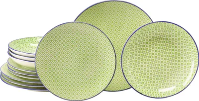 Produktbild von CreaTable, 24892, Mediterran Grün, Tellerset 12-tlg, Steinzeug