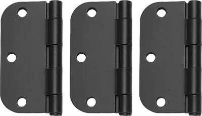 Image de Charnières de porte arrondies 3,5 pouces 5/8 de rayon intérieur noir mat pour T���r T��rences B��ro Chambre à coucher Vitres extérieures -construction Hardware