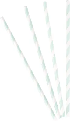 Produktbild von 10 Papierstrohhalme Mint gestreift, 19,5 cm - Einheitsgröße